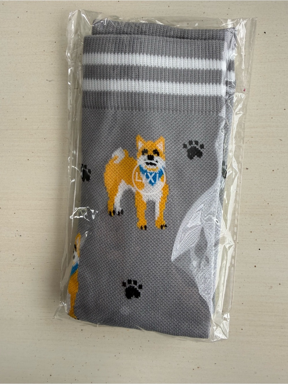 Gray Dog Pattern Compression Socks - Cute Shiba Inu Design